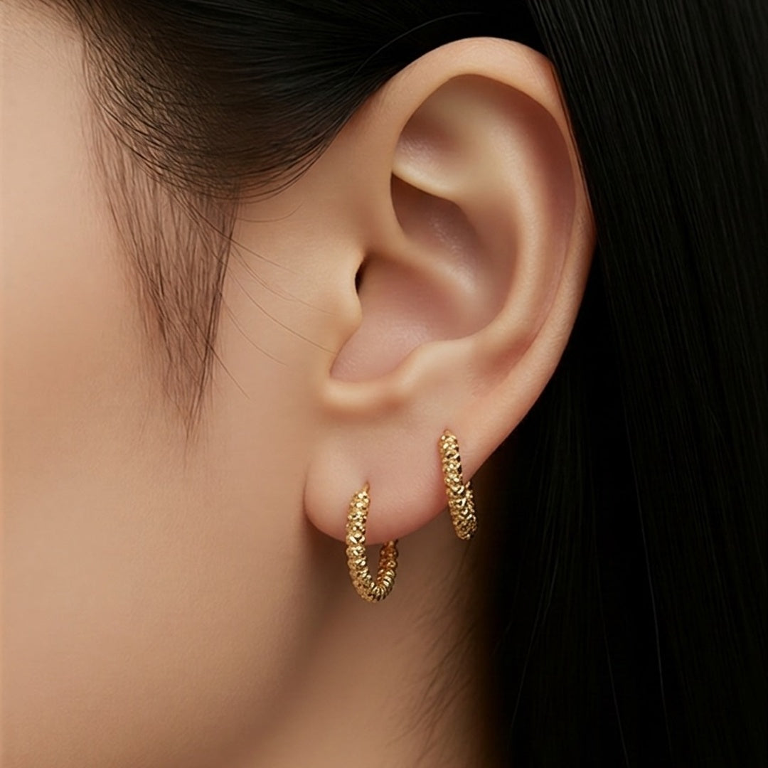 Textured Huggie Hoop Earrings