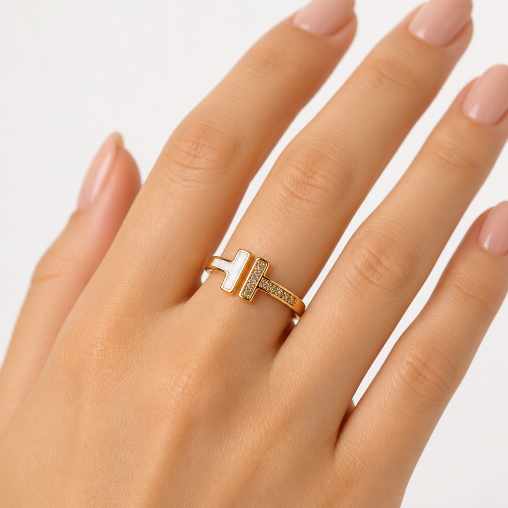 Double T Signature Ring