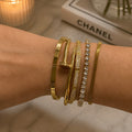 FIVE85 5-Piece 18K Gold PVD Jewelry Stacking Bracelet Set