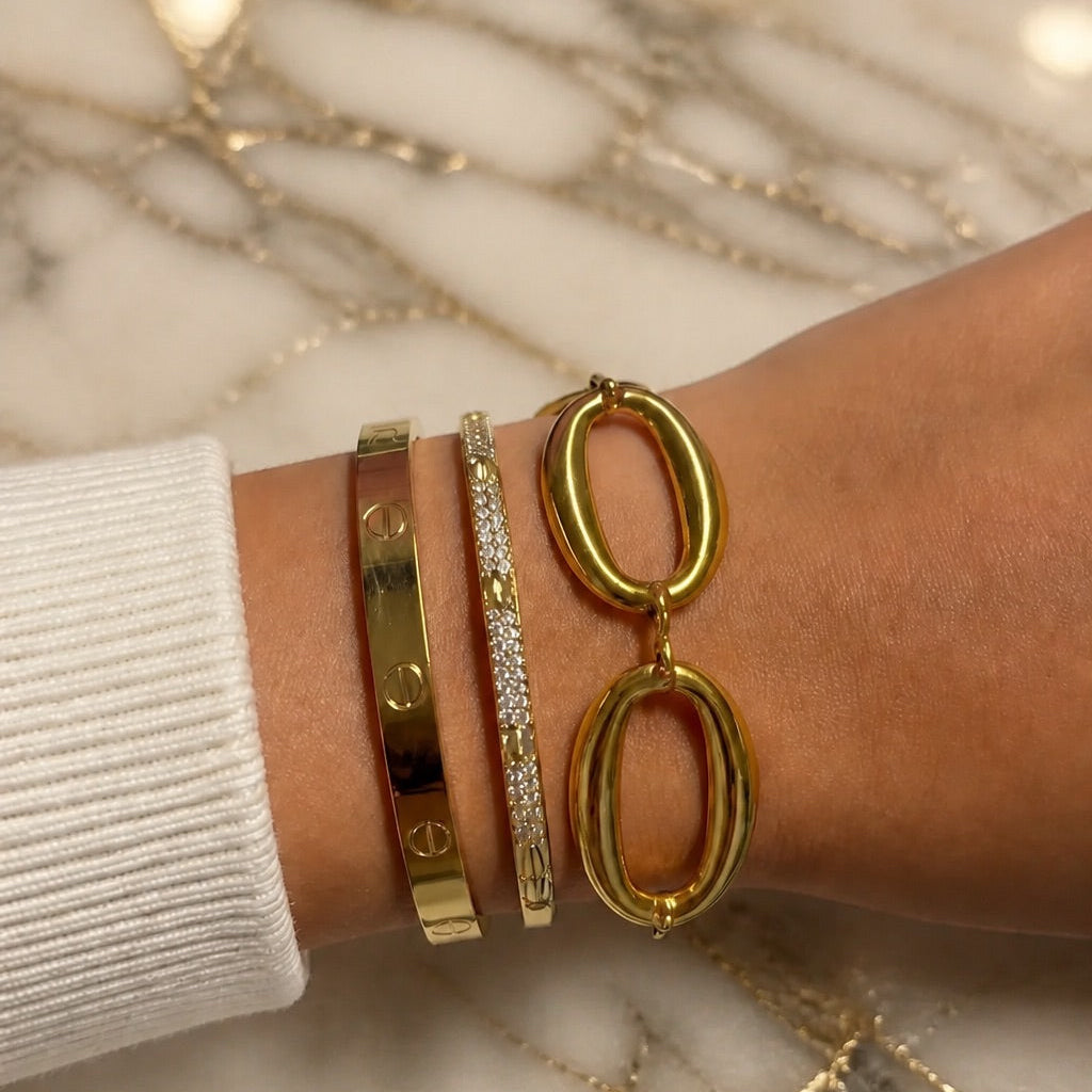 FIVE85 3-Piece 18K Gold PVD Chunky Stack Set