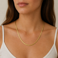 18K Gold PVD Flat Snake Chain Dainty Herringbone Necklace