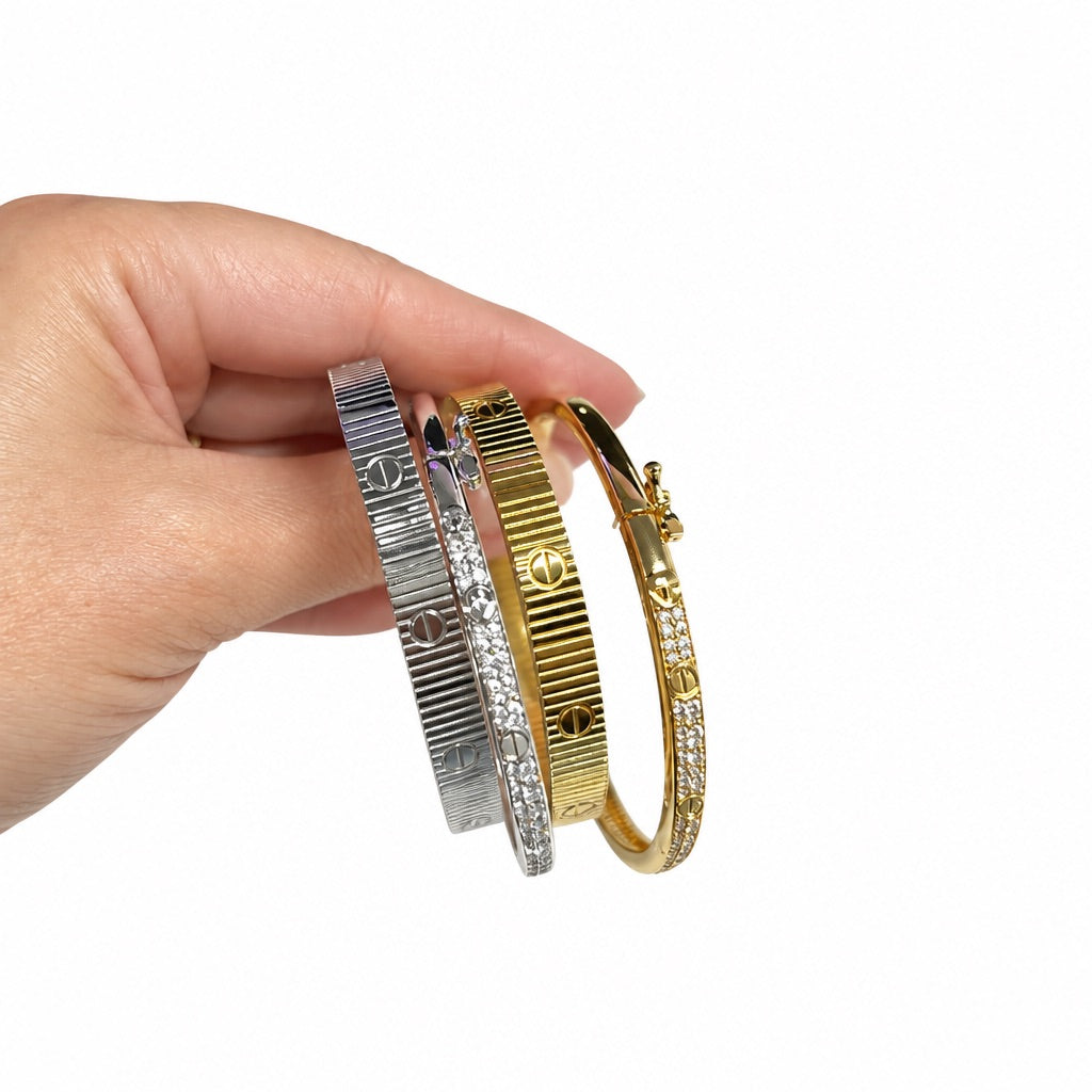 FIVE85 4-Piece 18K Gold PVD Jewelry Stacking Bracelet Set