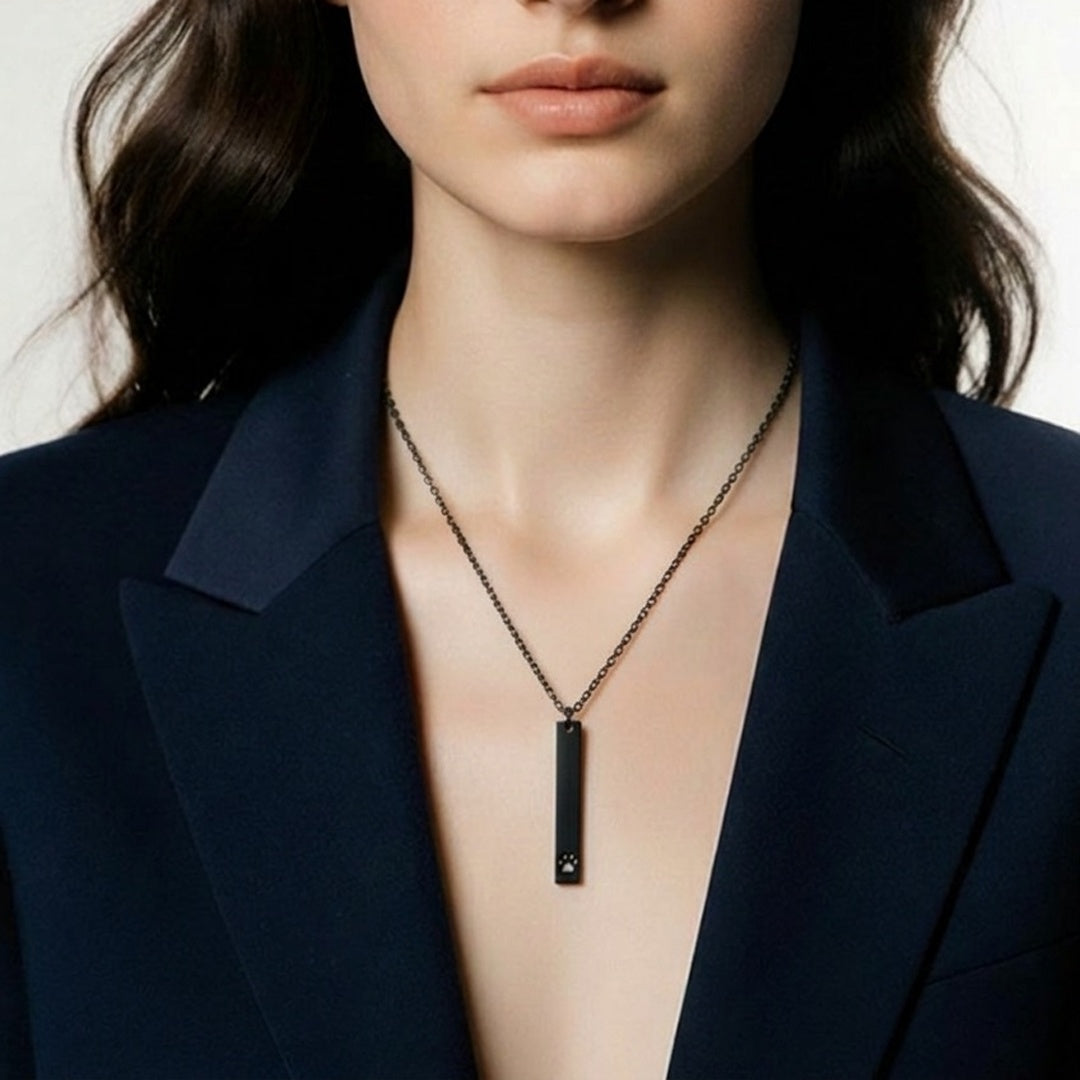 Paw Print Cutout Bar Necklace