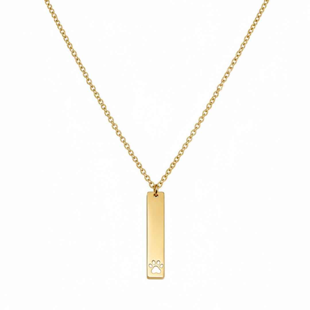 Paw Print Cutout Bar Necklace