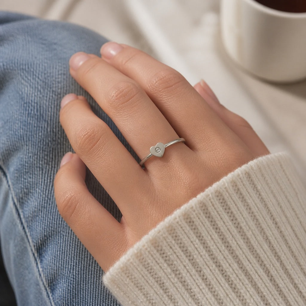 CZ Stone Heart Symbol Ring