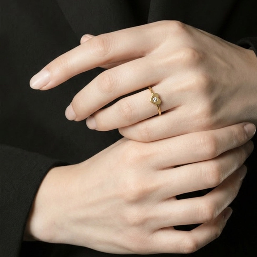 CZ Stone Heart Symbol Ring