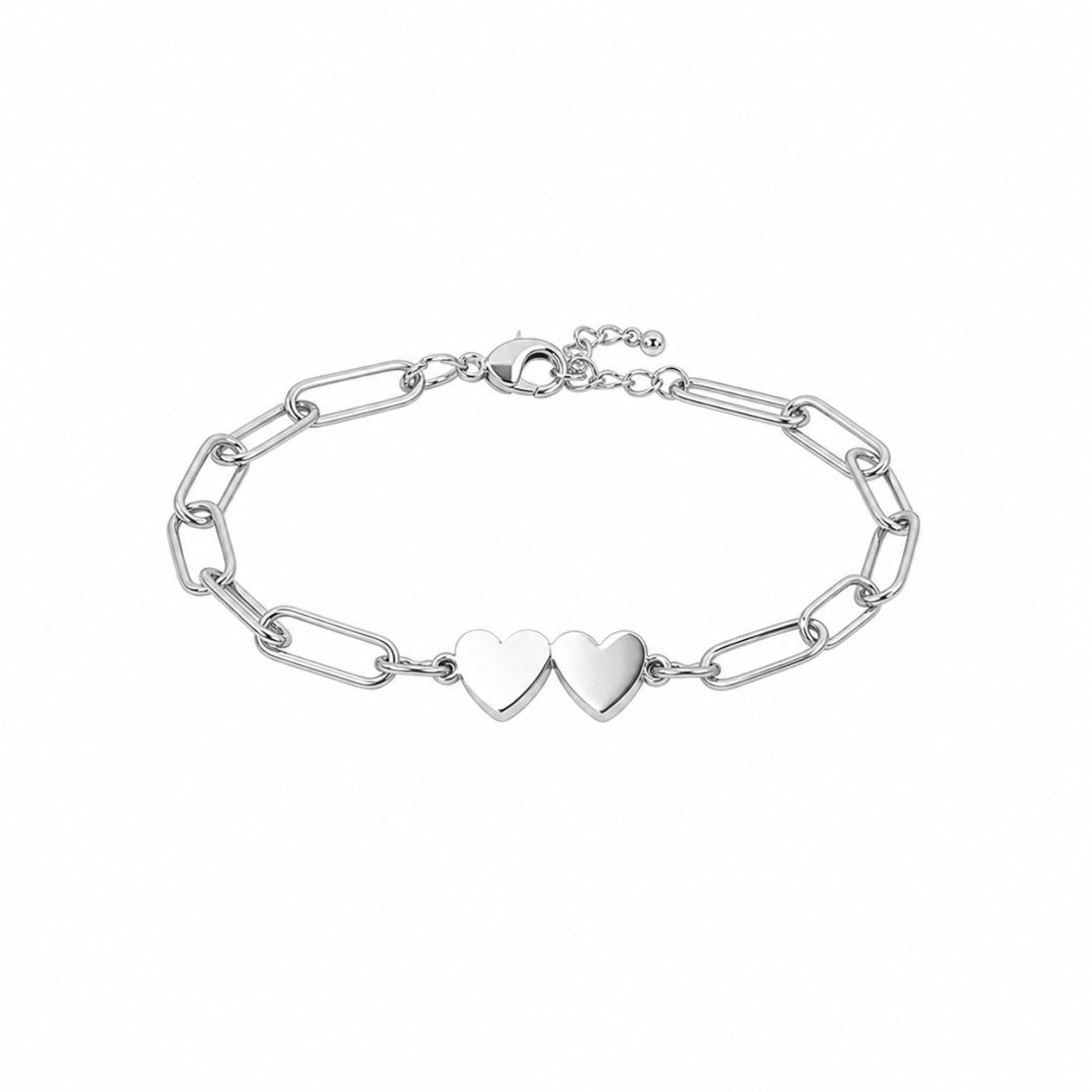 Engravable 2 Heart Paperclip Bracelet