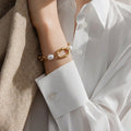 18K Gold PVD Pearl Toggle Bracelet