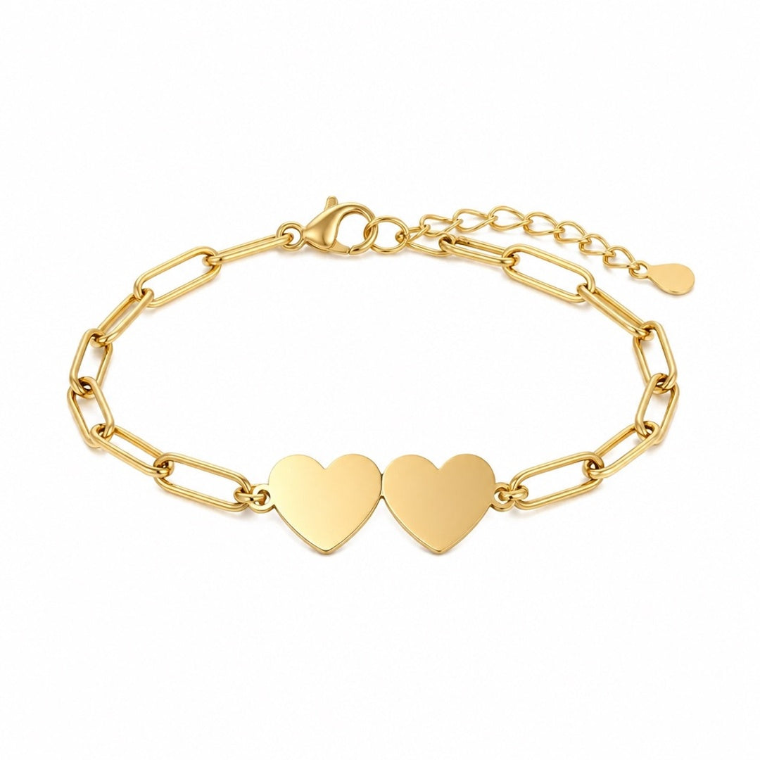 Engravable 2 Heart Paperclip Bracelet