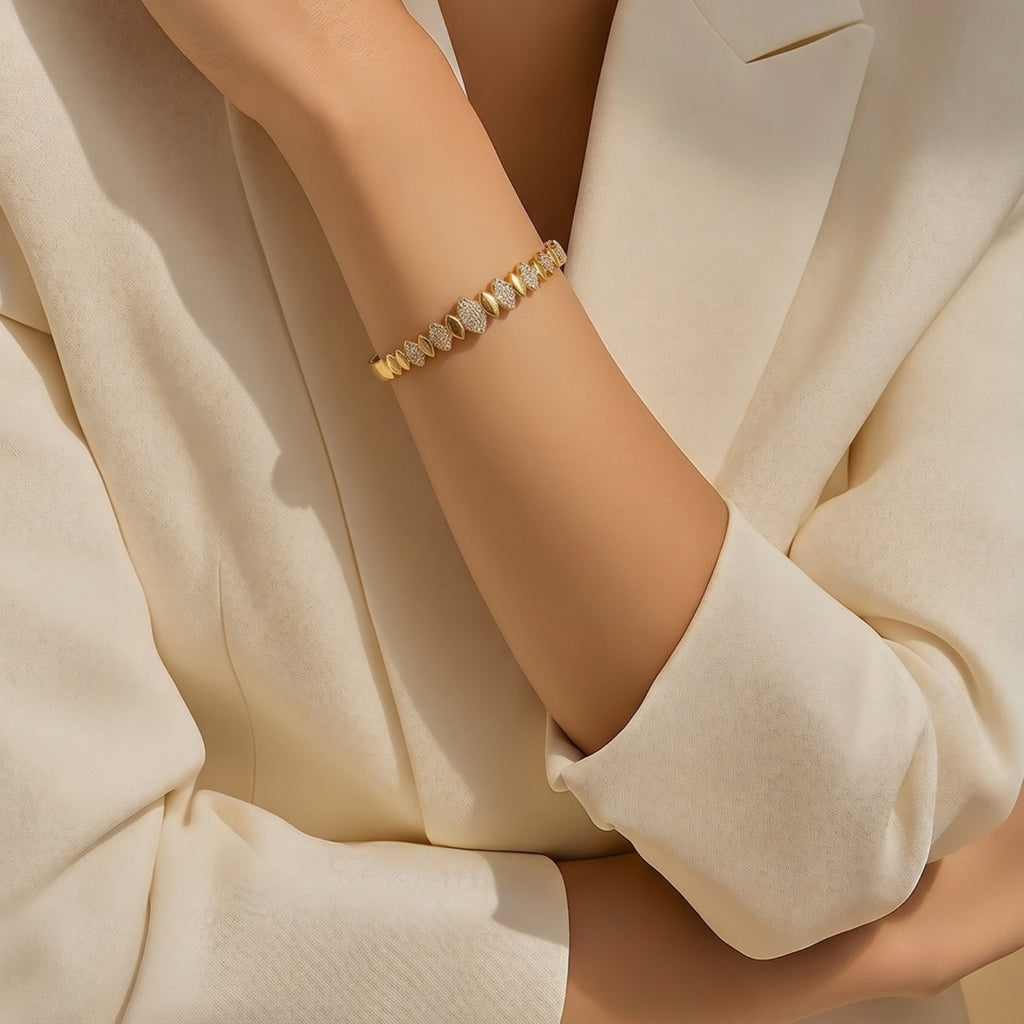 18K Gold PVD Sparkle Row Bangle