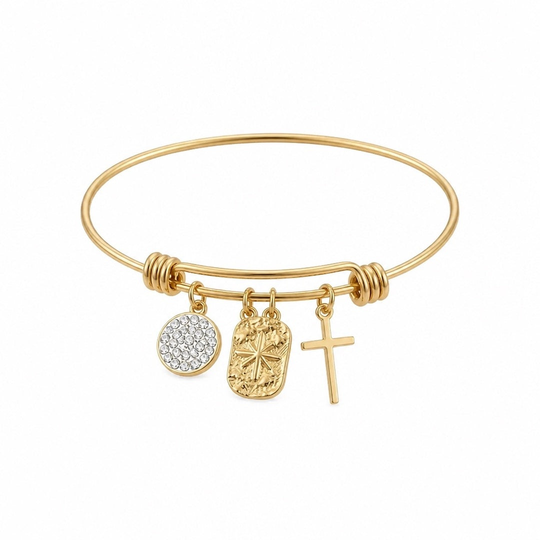 18K Gold PVD Boho Charm Bangle