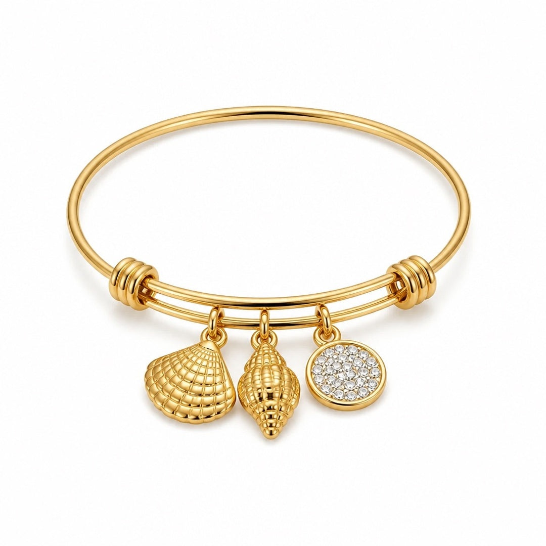 18K Gold PVD Dainty Charm Bangle