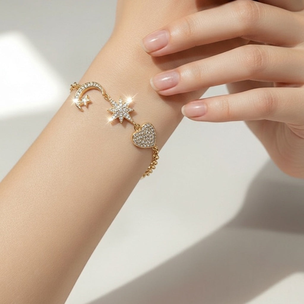 18K Gold PVD Celestial Charm Bracelet