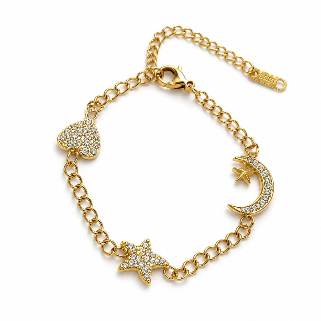 18K Gold PVD Celestial Charm Bracelet