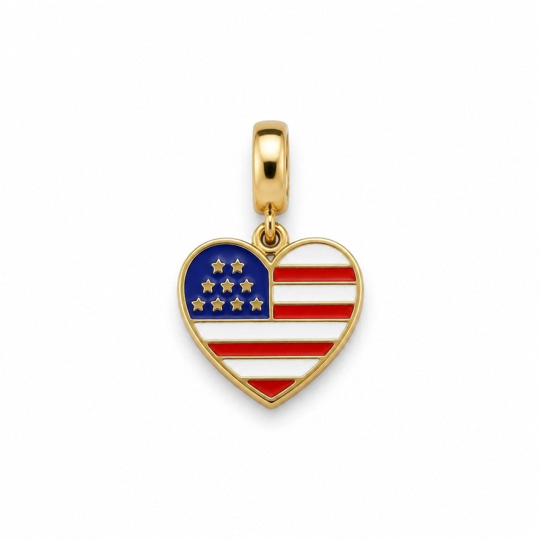 USA Flag Heart Charm