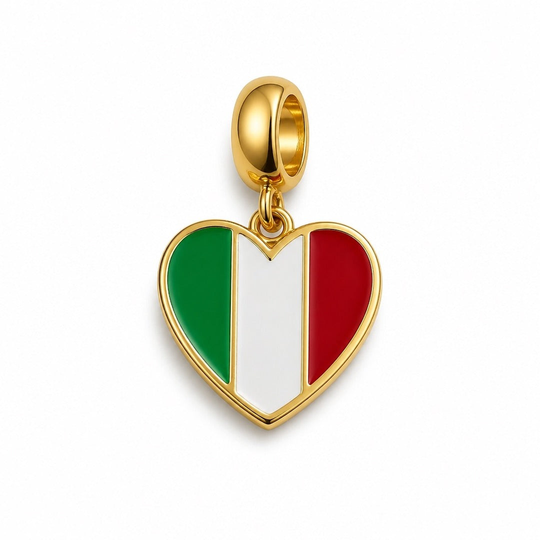 Italy Flag Heart Charm