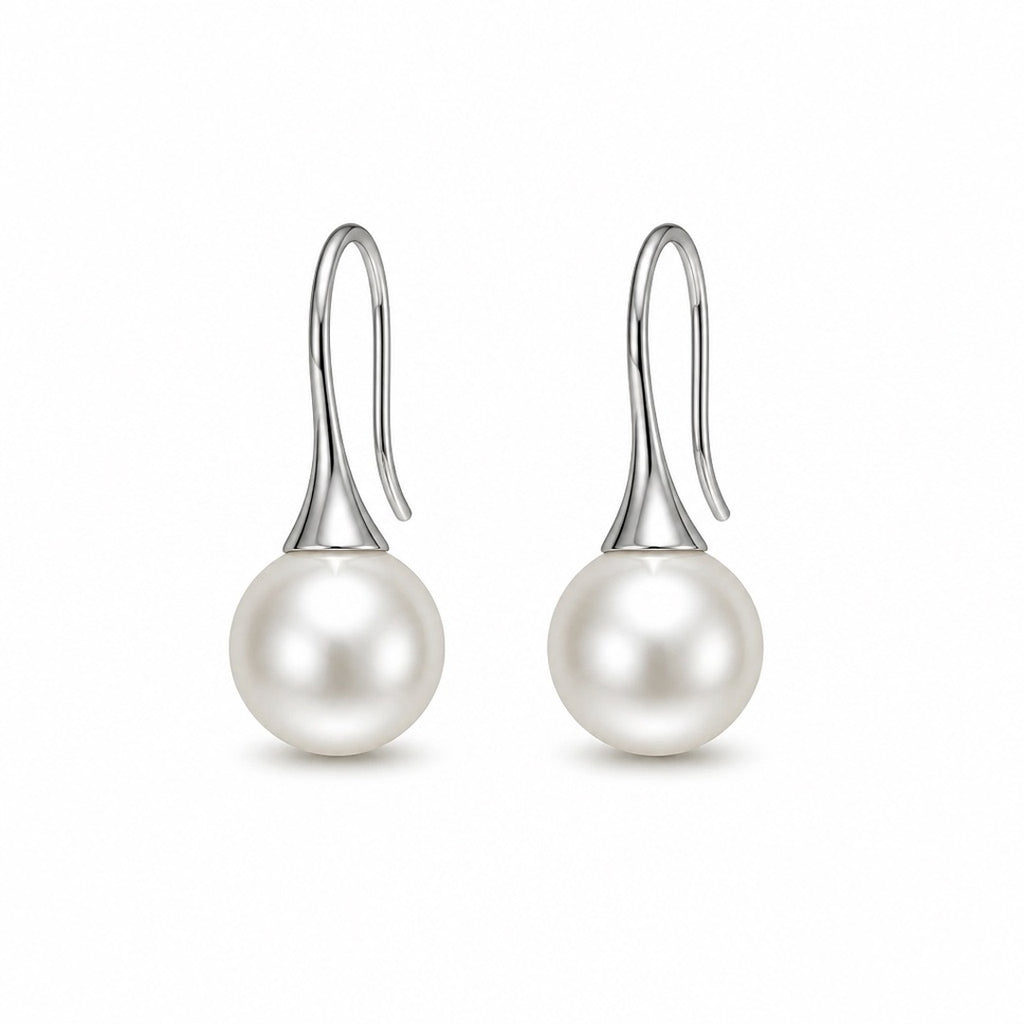Silver Large Pearl Drop Earrings