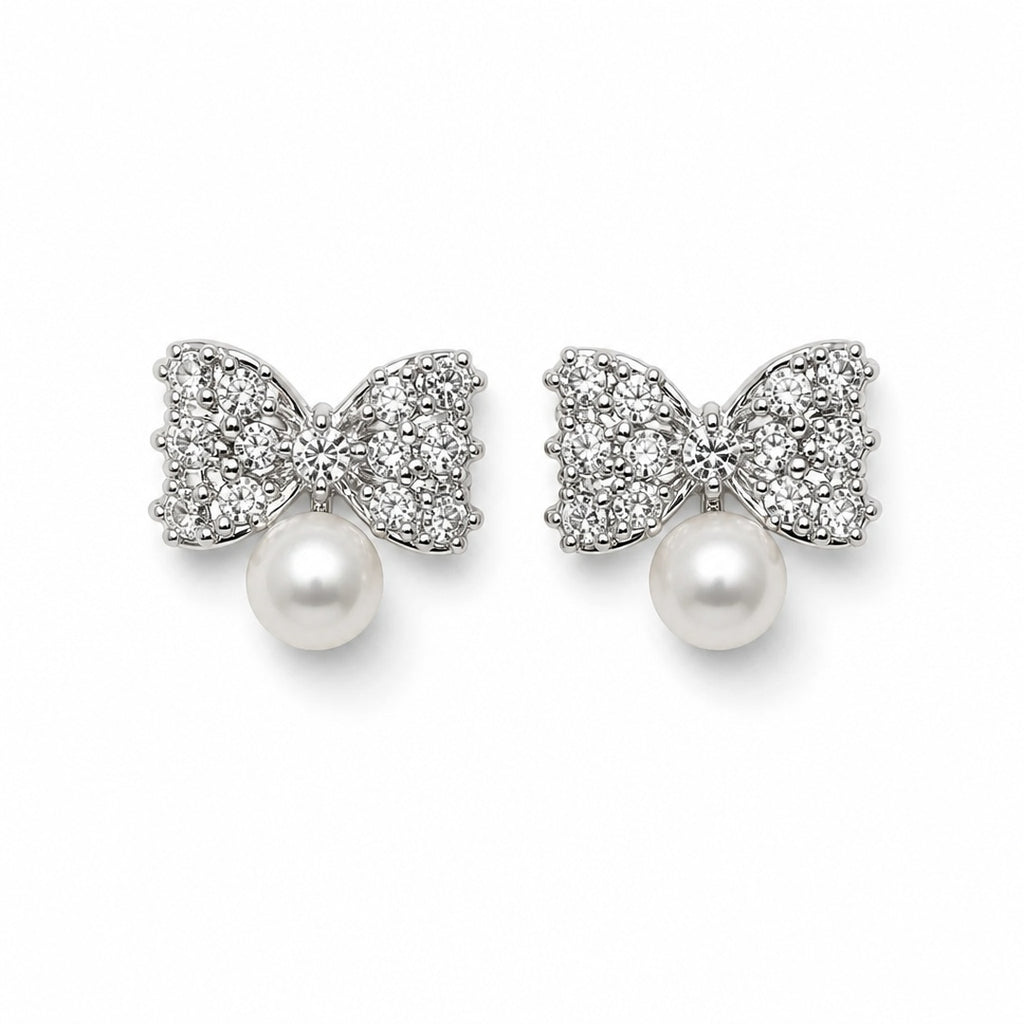 Bow Pearl Stud Earrings