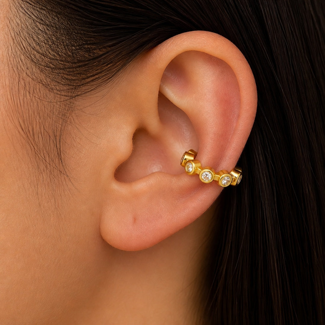 18K Gold PVD Mini Zircon Knot Ear Cuff