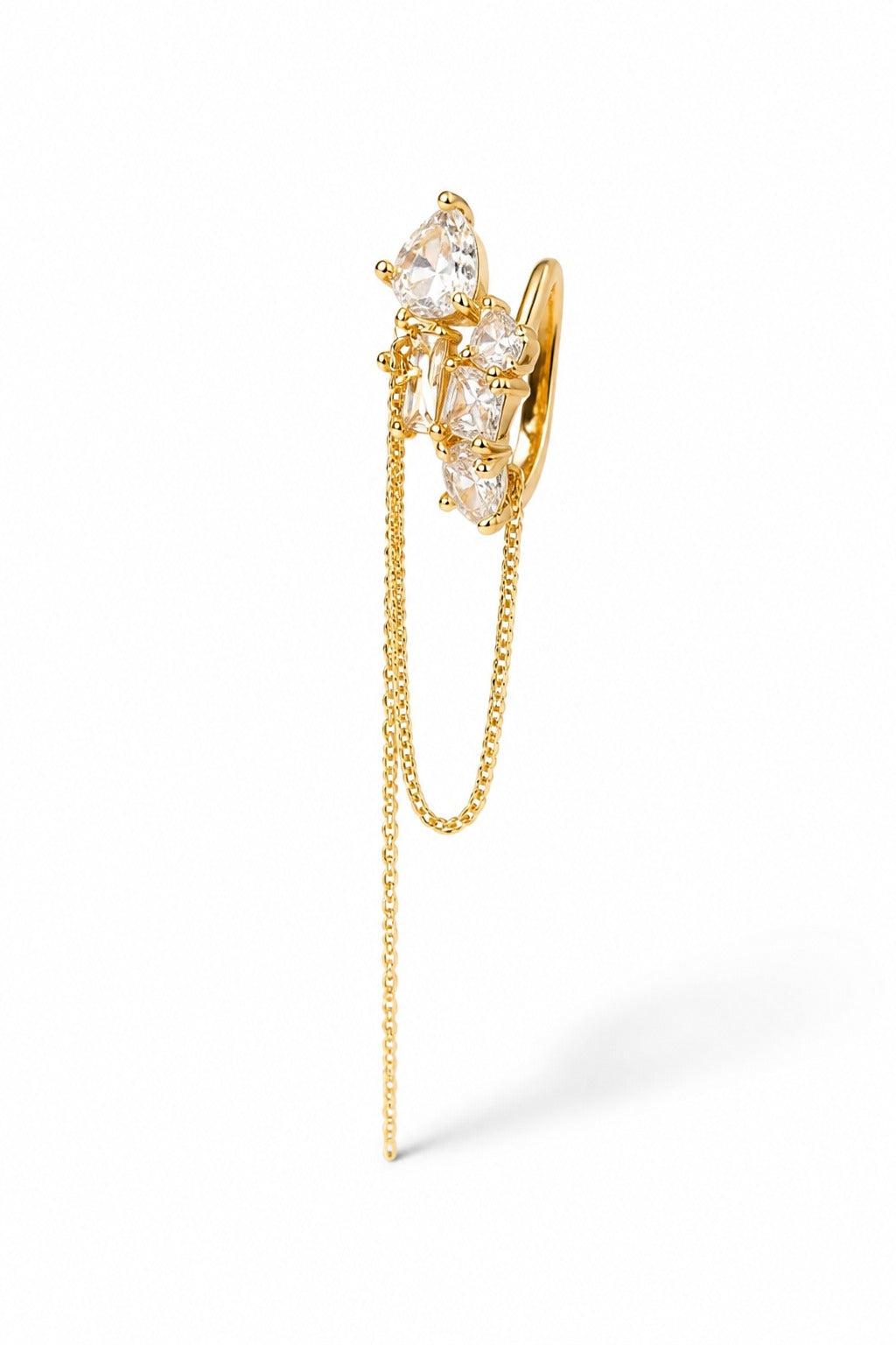 18K Gold PVD Link Drop Ear Cuff