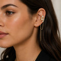 18K Gold PVD Link Drop Ear Cuff