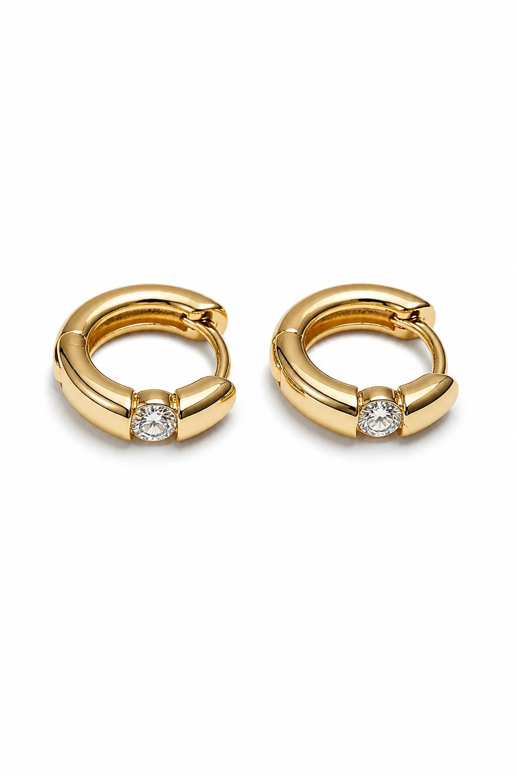18K Gold PVD Diamond Spark Huggie Earrings