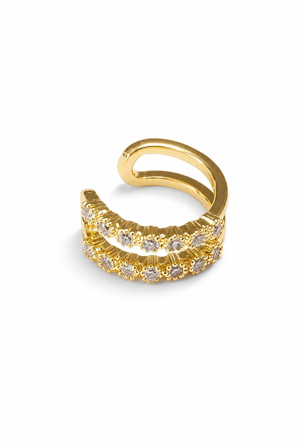 18K Gold PVD Double Crystal Row Ear Cuff