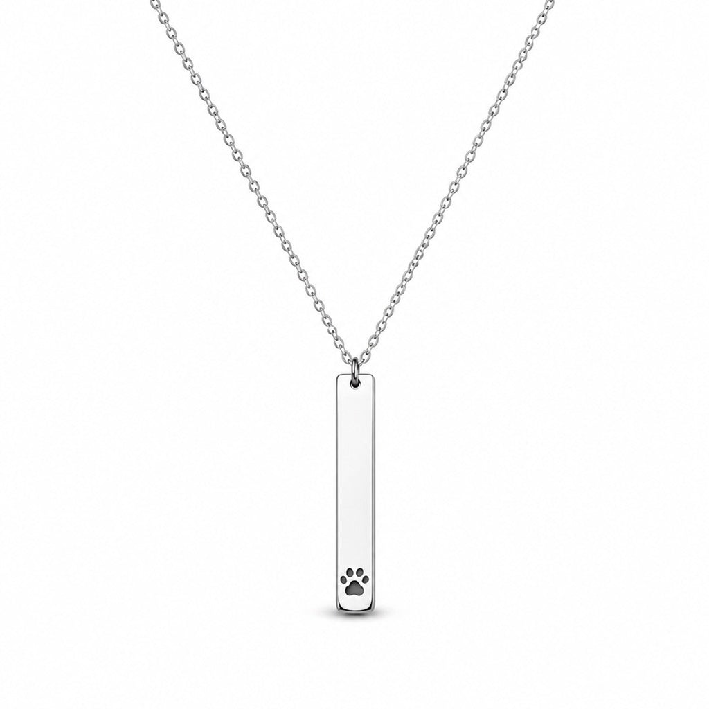 Paw Print Cutout Bar Necklace