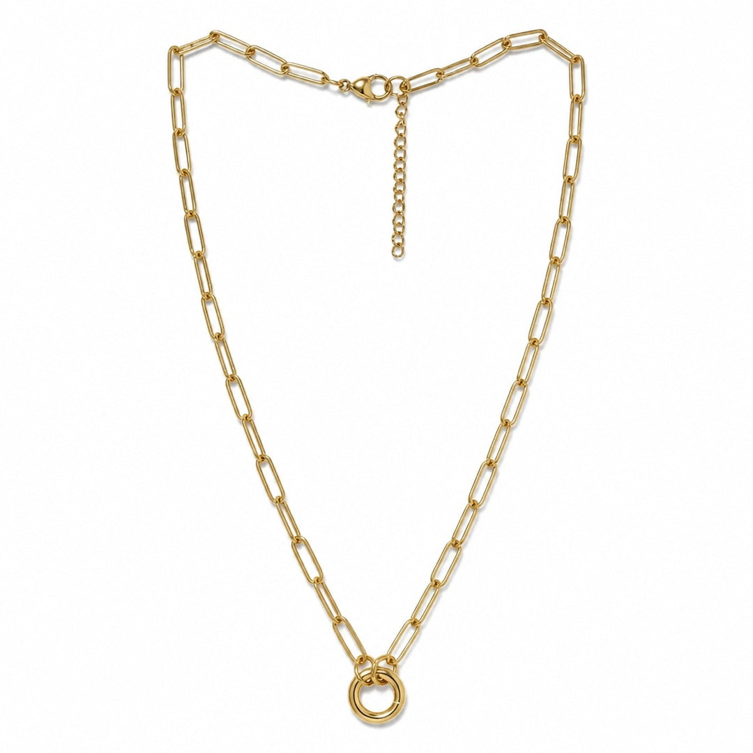Paperclip Chain Pearl Drop Necklace with pearl charm