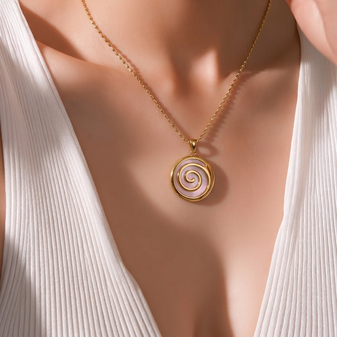 18K Gold PVD Spiral Shell Pendant Necklace