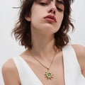 18K Gold PVD Abalone Sun Pendant Necklace
