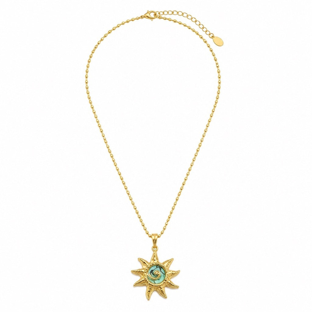 18K Gold PVD Abalone Sun Pendant Necklace