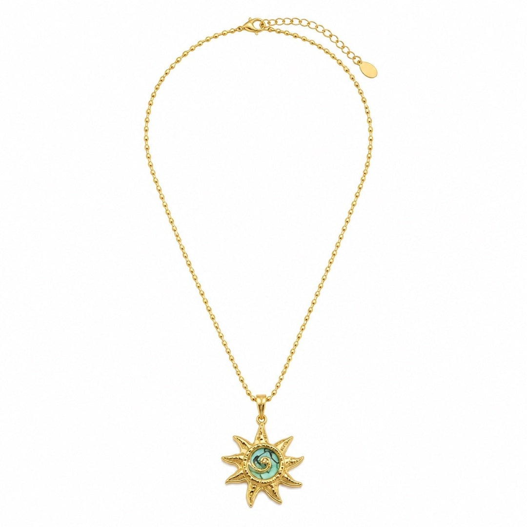 18K Gold PVD Abalone Sun Pendant Necklace