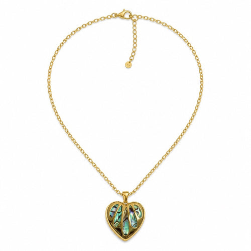 18K Gold PVD Abalone Heart Charm Necklace