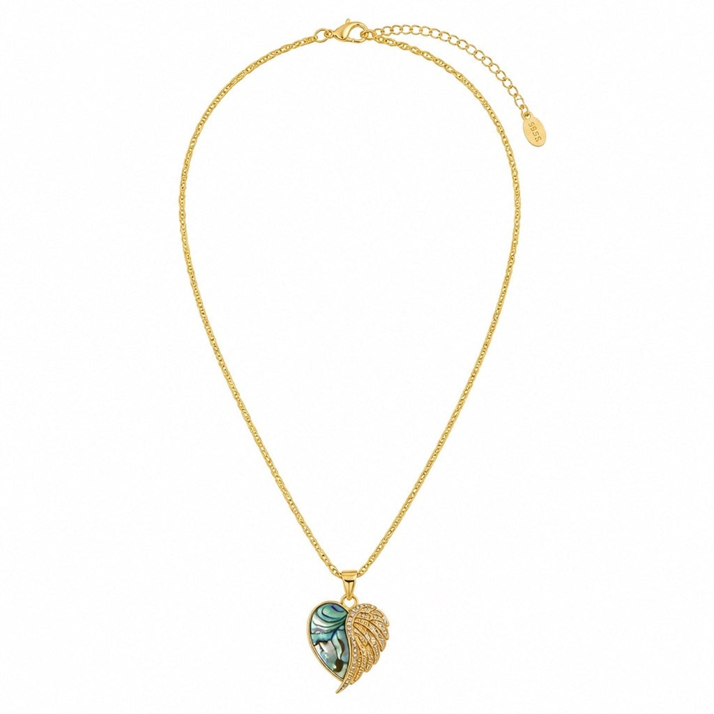 18K Gold PVD Abalone Heart Locket Necklace