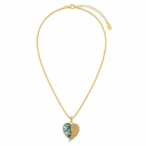 18K Gold PVD Abalone Heart Locket Necklace
