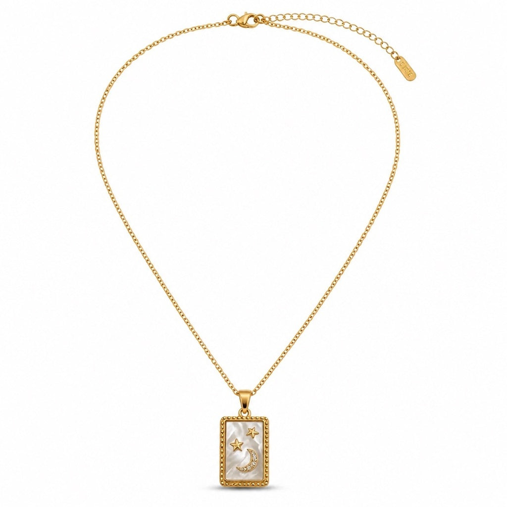 18K Gold PVD Celestial Abalone Pendant Necklace