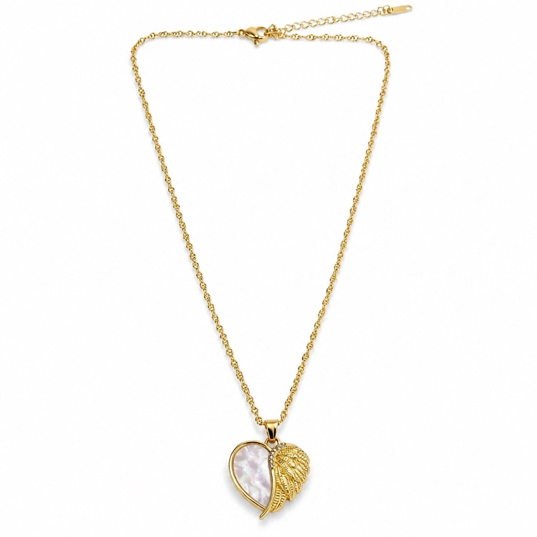 18K Gold PVD Abalone Heart Pendant Necklace