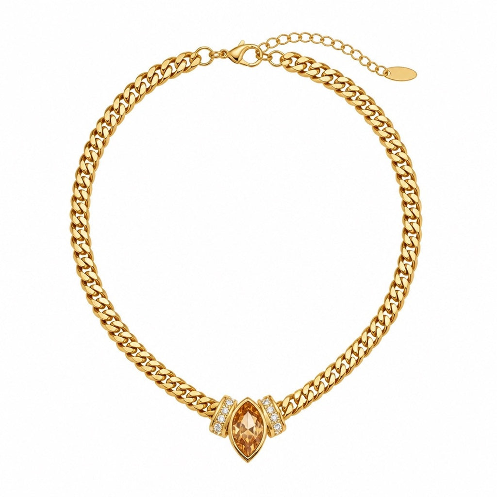 18K Gold PVD Curb Chain Pendant Necklace