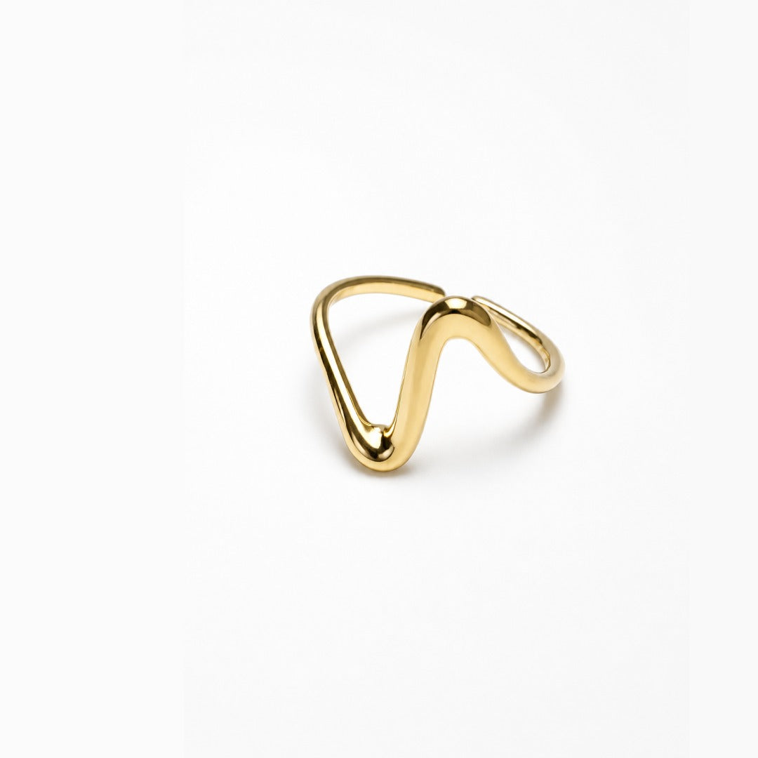 18K Gold PVD Minimalist Wave Ring