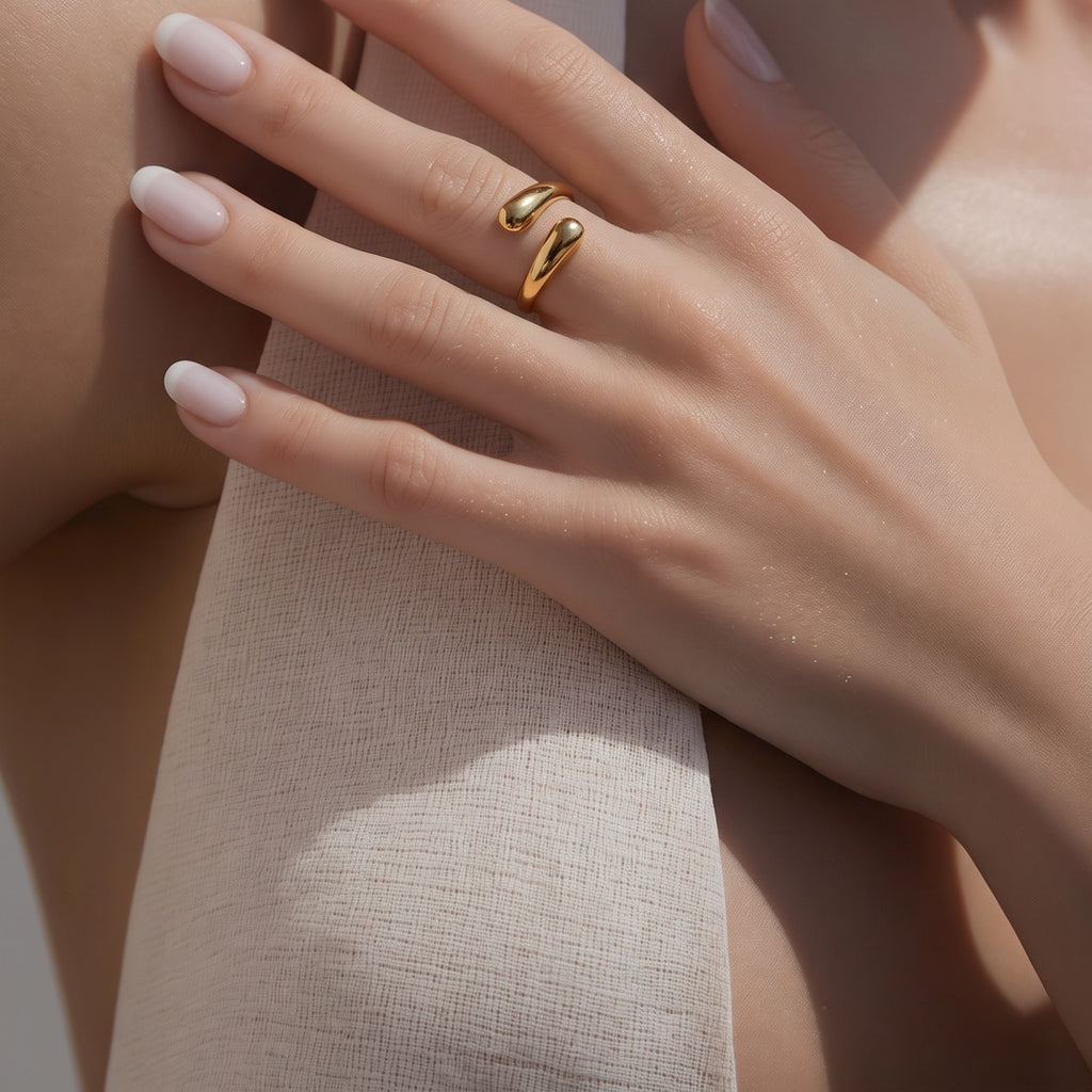 18K Gold PVD Teardrop Wrap Ring