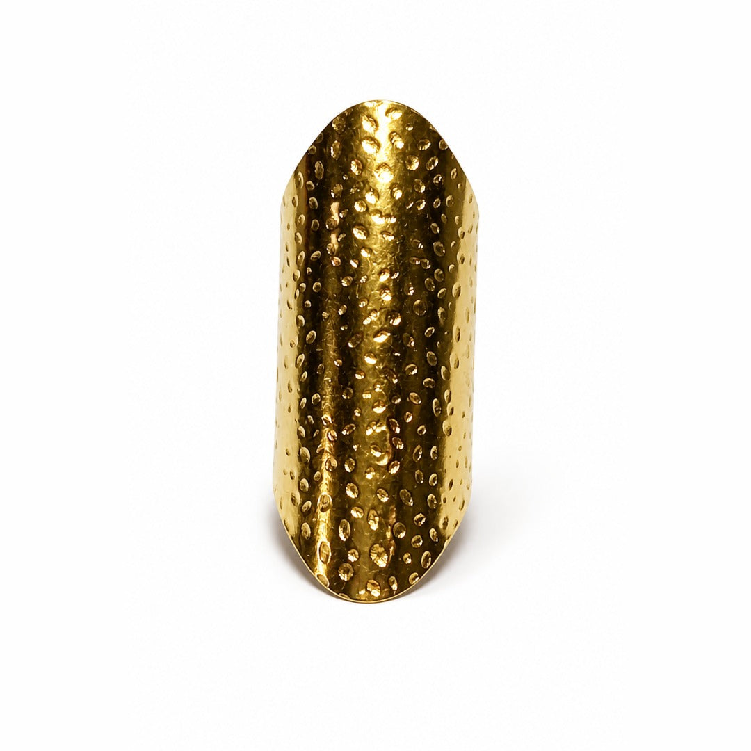 18K Gold PVD Hammered Teardrop Ring