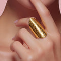 18K Gold PVD Hammered Teardrop Ring
