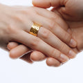 18K Gold PVD Hammered Cuff Ring