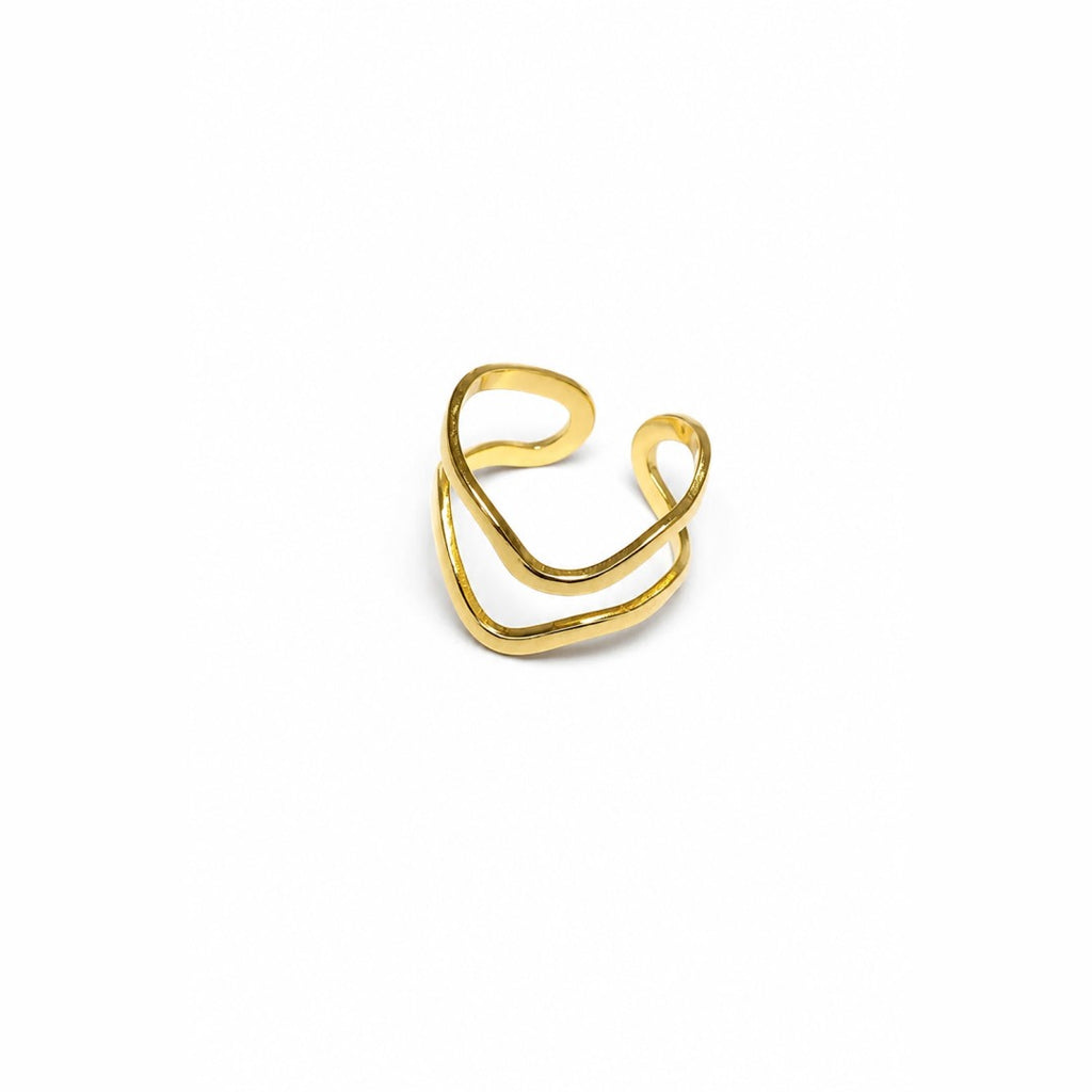 18K Gold PVD Layered Wave Ring