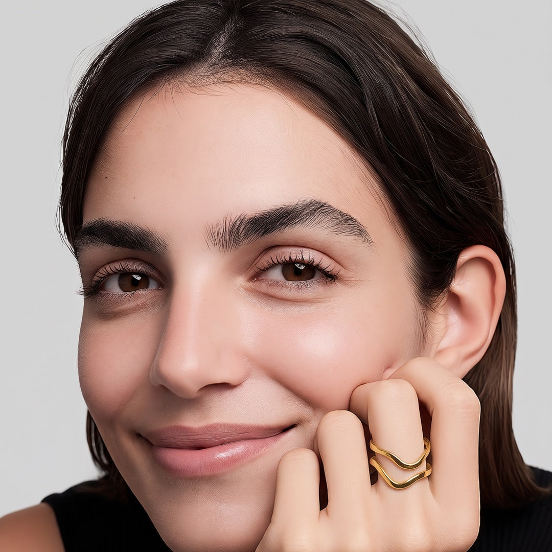 18K Gold PVD Layered Wave Ring