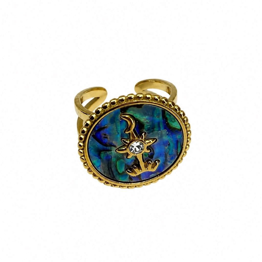 18K Gold PVD Abalone Shell Statement Ring