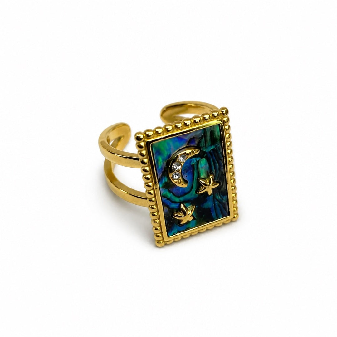 18K Gold PVD Celestial Abalone Ring