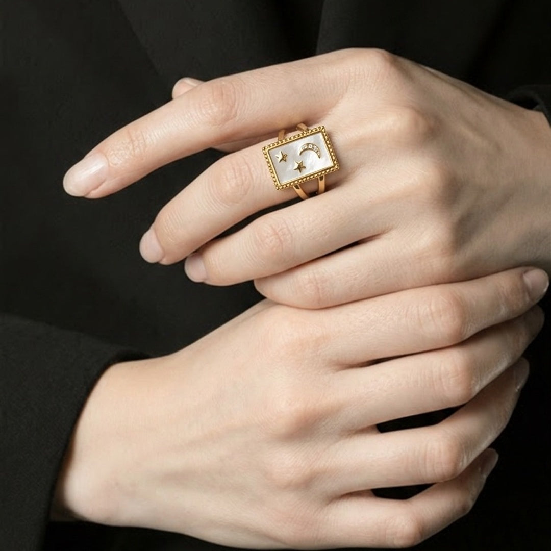18K Gold PVD Celestial Shell Ring