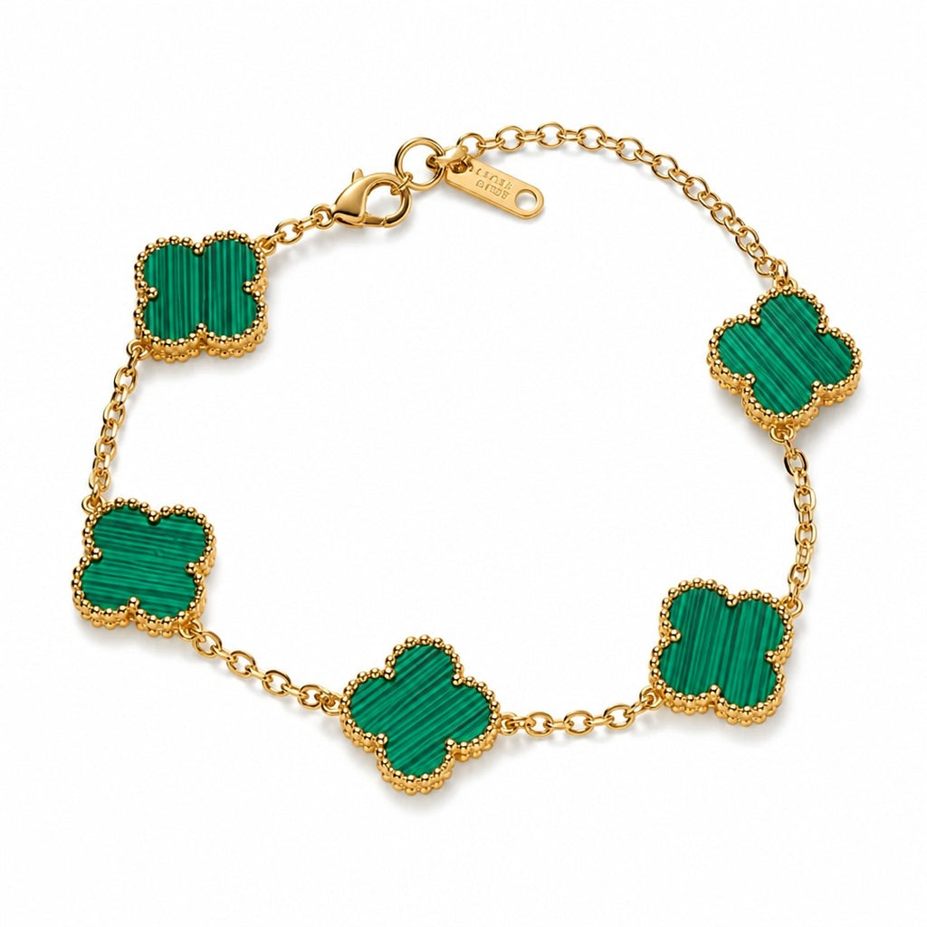 Lucky four-leaf clover bracelet in green